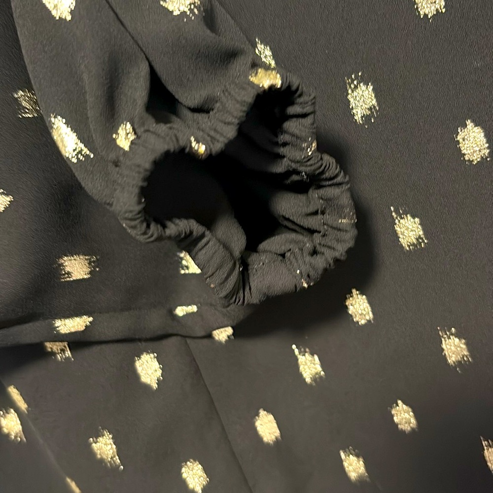 EUC [Ted Baker] Naiomy Black/Silver Flecked Wrap Printed Blouse Top Womens Sz 2 - Picture 6 of 11